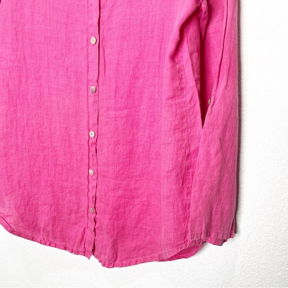 Flax 100% Linen Button Up Shell Button Top Lagenlook P 4-6 - Picture 3 of 10